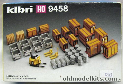 Kibri 1/87 Forklift / Hand Trucks / Drums/ Pallets and Freight  - Warehouse Items - HO, 9458 plastic model kit